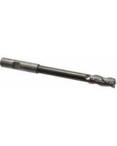 Square End Mills, 1/2 In, 3 Flute, High Speed Steel, Bright, Spiral Flute, 37°, Right Hand Direction