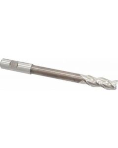 Square End Mills, 3/4 In, 3 Flute, High Speed Steel, Bright, Spiral Flute, 37°, Right Hand Direction