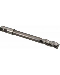 Square End Mills, 1 In, 3 Flute, High Speed Steel, Bright, Spiral Flute, 37°, Right Hand Direction