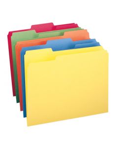 Colored File Folder with Index Tab, Assorted Color, 11-5/8 x 9-1/2 in, 100 per Box
