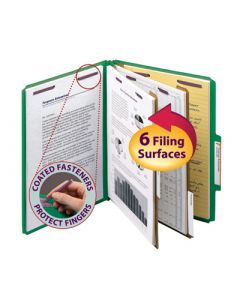 Classification Folder with Index Tab, Green, 11-3/4 x 10 in, 10 per Box