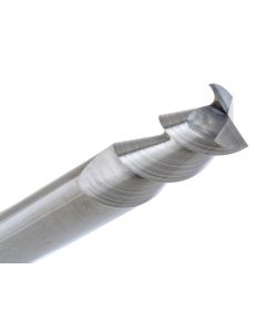 Square End Mill, 1/8 In, 2 Flute, Solid Carbide, Bright, Single End, Spiral Flute, 55°, Right Hand Direction