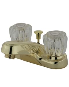Americana, Centerset Lavatory Faucet, Knob, Solid Brass, Polished Brass, Acrylic Handle