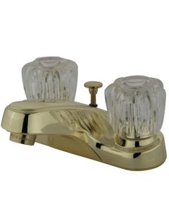 Americana, Centerset Lavatory Faucet, Knob, Solid Brass, Polished Brass, Acrylic Handle