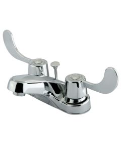 Vista, Centerset Lavatory Faucet, Wrist Blade, Solid Brass, Polished Chrome, Metal Handle