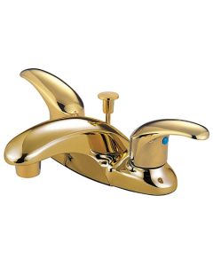 Legacy, Centerset Lavatory Faucet, Lever, Solid Brass, Polished Brass, Metal Handle