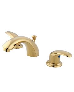 Legacy, Mini Widespread Lavatory Faucet, Lever, Solid Brass, Polished Brass, Metal Handle
