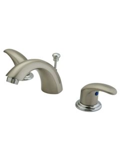 Legacy, Mini Widespread Lavatory Faucet, Lever, Solid Brass, Satin Nickel Accent