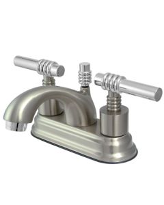 Royale, Centerset Lavatory Faucet, Lever, Solid Brass, Polished Chrome, Polished Brass Handle