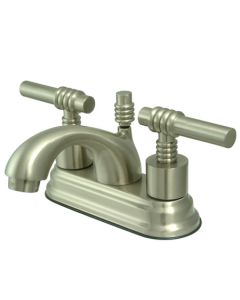 Royale, Centerset Lavatory Faucet, Lever, Solid Brass, Satin Nickel, Metal Handle
