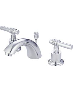 Milano, Widespread Lavatory Faucet, Lever, Solid Brass, Polished Chrome, Metal Handle