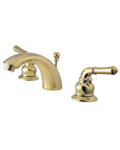 Naples, Widespread Lavatory Faucet, Lever, Solid Brass, Polished Brass, Metal Handle