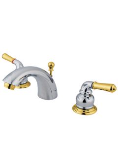 Naples, Widespread Lavatory Faucet, Lever, Solid Brass, Polished Chrome, Polished Brass Handle