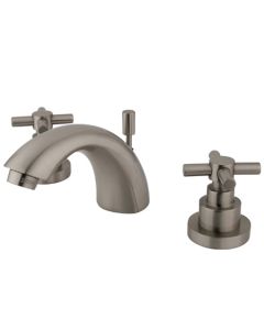 Elinvar, Widespread Lavatory Faucet, Cross, Solid Brass, Satin Nickel, Metal Handle