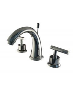 Manhattan, Widespread Lavatory Faucet, Lever, Solid Brass, Polished Chrome, Metal Handle