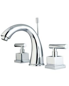 Claremont, Widespread Lavatory Faucet, Lever, Solid Brass, Polished Chrome, Metal Handle