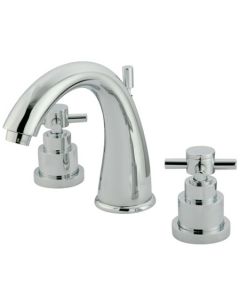 Elinvar, Widespread Lavatory Faucet, Cross, Solid Brass, Polished Chrome, Metal Handle