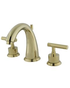 Manhattan, Widespread Lavatory Faucet, Lever, Solid Brass, Polished Brass, Metal Handle