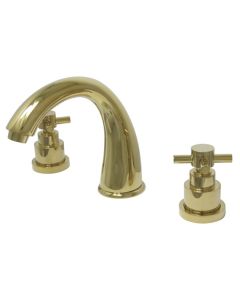 Elinvar, Widespread Lavatory Faucet, Cross, Solid Brass, Polished Brass, Metal Handle