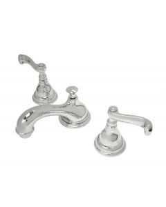 Royale, Widespread Lavatory Faucet, Lever, Solid Brass, Polished Chrome, Metal Handle