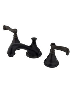Royale, Widespread Lavatory Faucet, Lever, Solid Brass, Oil Rubbed Bronze, Metal Handle