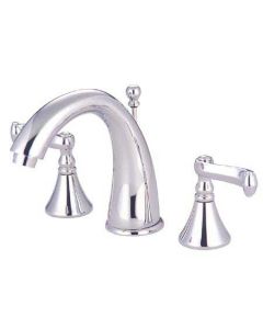 Royale, Widespread Lavatory Faucet, Lever, Solid Brass, Polished Chrome, Metal Handle
