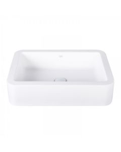 Navagio, Modern, Vessel Sink, Rectangular, Matte Stone, Matte White, 1.75 in