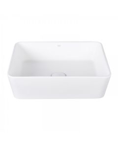 Sirena, Modern, Vessel Sink, Rectangular, Matte Stone, Matte White, 1.75 in