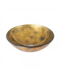 Copper Shapes, Modern, Vessel Sink, Round, Solid Tempered Glass, Copper, 1.75 in