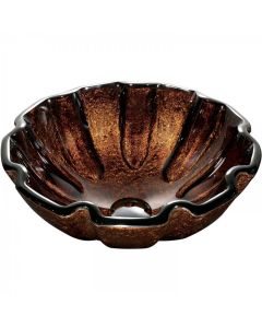 Walnut Shell, Modern, Vessel Sink, Round, Solid Tempered Glass, Brown, 1.75 in