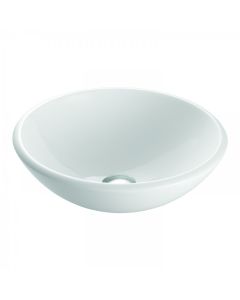 White Phoenix Stone, Elegant, Vessel Sink, Round, Phoenix Stone, White, 1.75 in