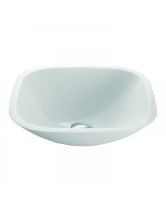 Square White Phoenix Stone, Elegant, Vessel Sink, Square, Phoenix Stone, White, 1.75 in