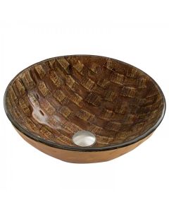 Playa, Modern, Vessel Sink, Round, Solid Tempered Glass, Sand, 1.75 in